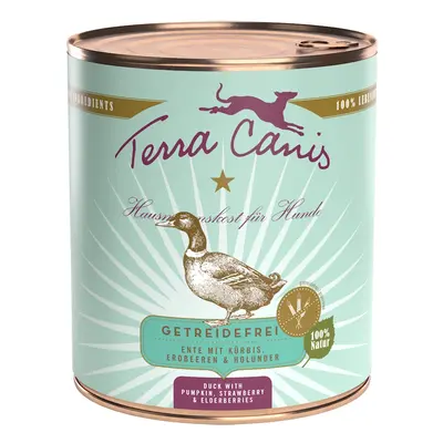 Terra Canis Getreidefrei 800g Dose Hundenassfutter 6 x 800 Gramm Ente mit Kürbis, Erdbeeren & Ho