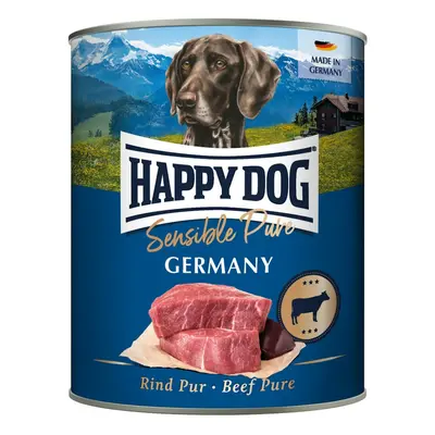 HAPPY DOG 800 Gramm Hundenassfutter Sparpaket 12 x 800 Gramm Sensible Pure Rind Pur