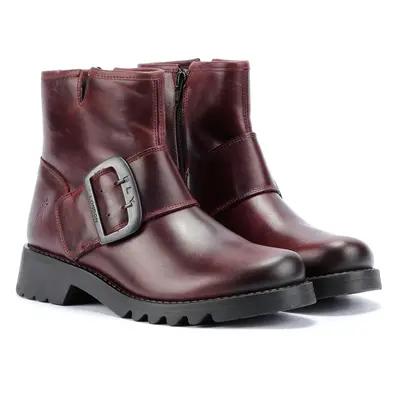 Fly London Rily Leder Damen Rote Stiefel