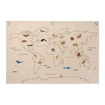 Ferm Living - Poster The World - Beige - Organische Baumwolle - Designer Trine Andersen