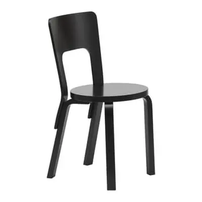 ARTEK - Stuhl L-leg - Schwarz - Lackiertes Birkenfurnier - Designer Alvar Aalto