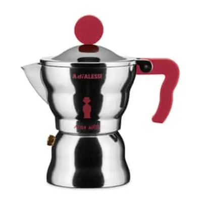 Alessi - italienischer Kaffeebereiter Moka Mendini - Rot - Gussaluminium - Designer Alessandro M