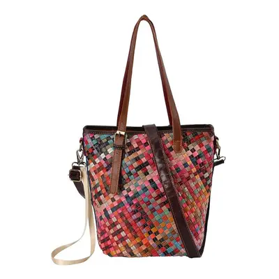 Chaos by Elsie - 100% Echtleder gewebter Tasche mit RFID schutz 30x27x20 cm