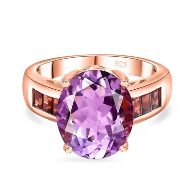 Royal Bali Kollektion- AA Rose De France Amethyst und roter Granat-Ring - 5 46 ct.