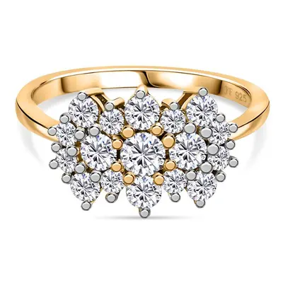 J Francis gefertigt mit SWAROVSKI- Swarovski Zirkonia Ring 925 Silber 750 Gelbgold Vermeil