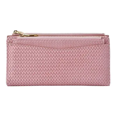 2er Set geflochtene Brieftasche mit RFID Schutz und Münz-Etui Rosa