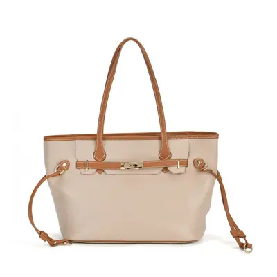 Hochwertige Echtleder Handtasche beige