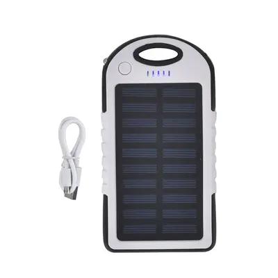 Solarbetriebene Powerbank mit USB Anschluss Weiß