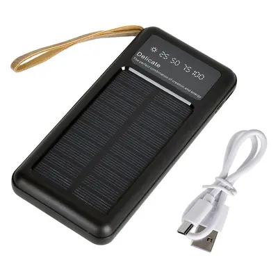 10.000mAh Solar Powerbank multifunktional mit integrierten Kabeln und LED-Digitalanzeige schwarz