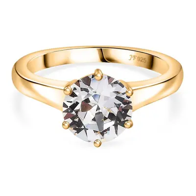 J Francis gefertigt mit SWAROVSKI Weißer Swarovski Kristall Ring 925 Silber 750 Gelbgold Vermeil