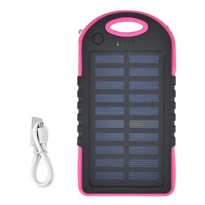 Solarbetriebene Powerbank mit USB Anschluss Pink