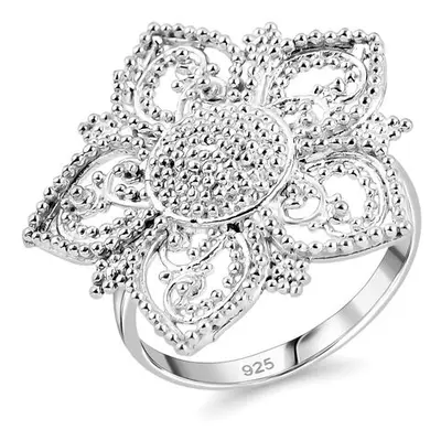 Royal Bali Kollektion - 925 Silber floraler Ring