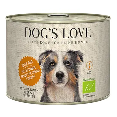 Dog's Love Bio 200g Dose Hundenassfutter Sparpaket 12 x 200 Gramm Pute mit Amaranth, Kürbis & Pe