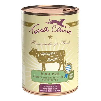 Terra Canis Metzgers Bestes 400g Dose Hundenassfutter Sparpaket 12 x 400 Gramm Rind pur