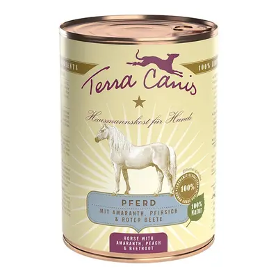 Terra Canis Classic 400g Dose Hundenassfutter Sparpaket 12 x 400 Gramm Pferd mit Amaranth, Pfirs