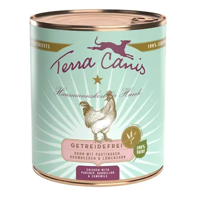 Terra Canis Getreidefrei 800g Dose Hundenassfutter Sparpaket 12 x 800 Gramm Huhn mit Pastinaken,