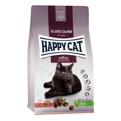 HAPPY CAT Supreme Sterilised Adult Atlantik-Lachs Katzentrockenfutter Sparpaket 2 x 4 Kilogramm