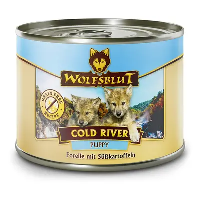 WOLFSBLUT Puppy 200g Hundenassfutter Sparpaket 12x 200 Gramm Cold River mit Forelle und Süßkarto