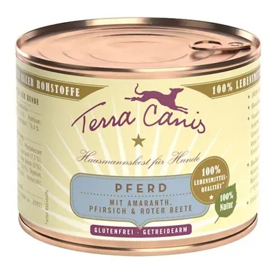 Terra Canis Classic 200g Dose Hundenassfutter 12 x 200 Gramm Pferd mit Amaranth, Pfirsich & rote