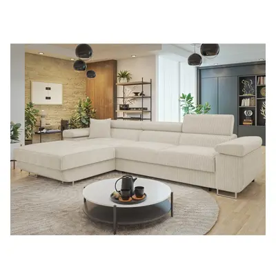 Ecksofa Torezio Mini Cord mit Schlaffunktion und Bettkasten