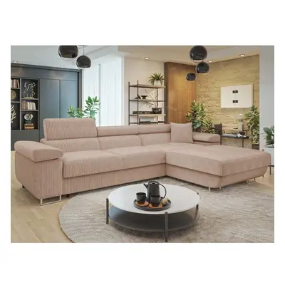 Ecksofa Torezio Mini Cord mit Schlaffunktion und Bettkasten