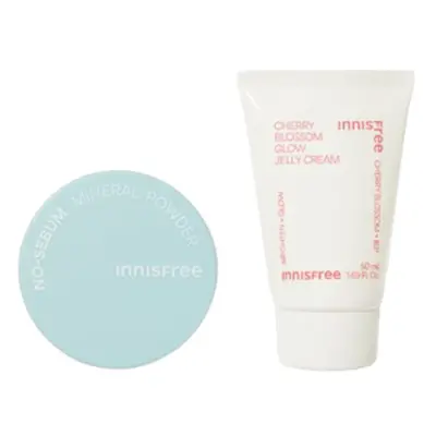 Innisfree - No-Sebum Mineral Powder (New Version) - 5g (1ea) + Cherry Blossom Glow Jelly Cream -