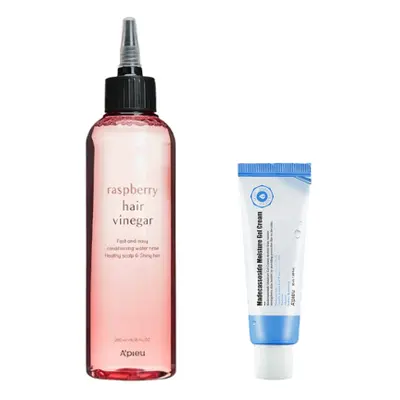 A'PIEU - Raspberry Hair Vinegar - 200ml X A'PIEU - Madecassoside Moisture Gel Cream - 50ml