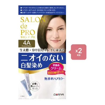 Dariya Salon De Pro - Hair Color Cream - 1box - 4A Ash Brown (2ea) Set