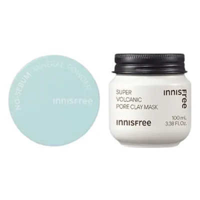 Innisfree - No-Sebum Mineral Powder (New Version) - 5g (1ea) + Super Volcanic Pore Clay Mask - 1