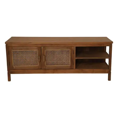 TV-Kommode Natur EDE-04 Natur Teak/Rattan B/H/T: 45 cm 52 cm 135 cm