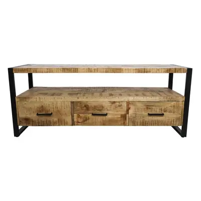 TV-Schrank Havana 3 lades EDE-04 Natur/schwarz Mangoholz/Metall B/H/T: 45 cm 60...