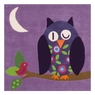 Teppich Joy 4049 Violett Owl 130 cm x 130 cm ECKIG