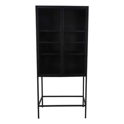 Anzeigeschrank Manhattan 2 Tür EDE-04 Schwarz Metall/Glas B/H/T: 45 cm 180 cm 80...