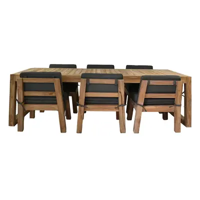 Gartenset New Aruba 6 Stühle EDE-04 Natur/Grau Teak B/H/T: 100 cm 76 cm 260 cm