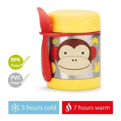 SKIP HOP Zoo Thermoskanne für Essen mit Löffel/Gabel Affe ml, Jahre+