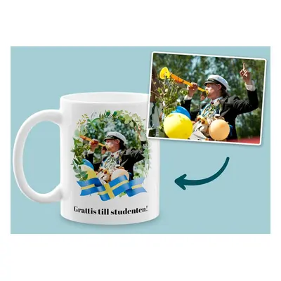 Personalisierte Tasse mit Foto - Kranz & Flagge