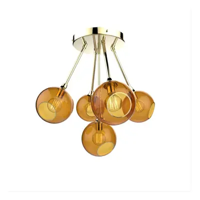 DESIGN BY US - Ballroom Molecule Pendelleuchte Brass/Amber