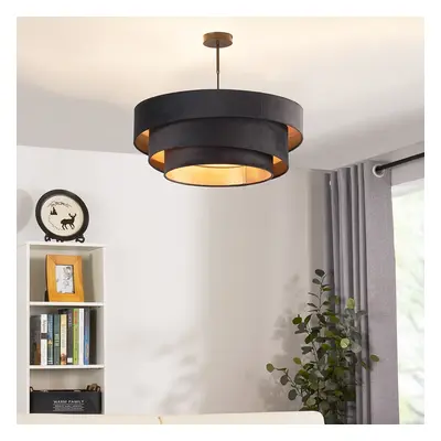 Lindby - Deckenlampe Jusari, schwarz, Textil, Ø cm, E27