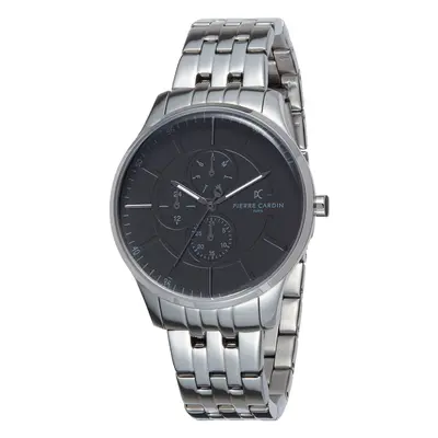 Pierre Cardin Herren zeitlose Armband-Uhr mit Faltschließe analoge Quarz-Uhr mit Edelstahl-Armba
