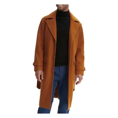 Mantel für Herren mit Woll-Anteil Herbst-Jacke mit Gürtel Langarm mit Knöpfen Winter-Jacke Braun