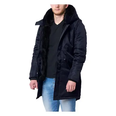 LENASSO Herren wasserabweisender Winter-Parka mit Kapuze Winter-Jacke Herbst-Parka Dunkelblau
