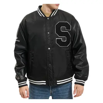 ONLY & SONS Chris Varsity Herren Winter-Jacke College-Jacke Bomber-Jacke Schwarz/Weiß