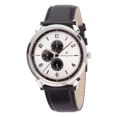 Pierre Cardin Herren Armband-Uhr mit Multi-Ziffernblatt analoge Quarz-Uhr mit Leder-Armband 3ATM