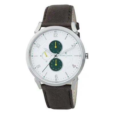 Pierre Cardin Herren Armband-Uhr mit Multi-Ziffernblatt analoge Quarz-Uhr mit Leder-Armband 3ATM