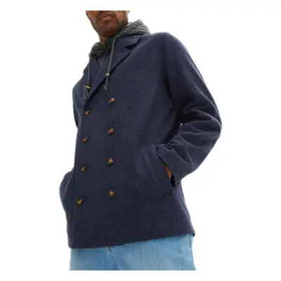 Übergangs-Mantel für Herren mit verstellbarer Kapuze schlichte Herbst-Jacke Winter-Jacke Blau/Gr
