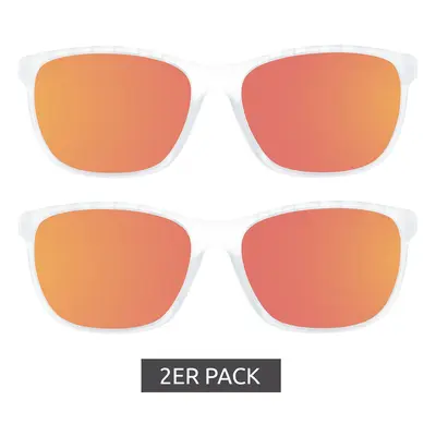 2er Sparpack adidas Sport Herren Sonnen-Brille mit rot/orangenen Gläsern und transparenten Bügel