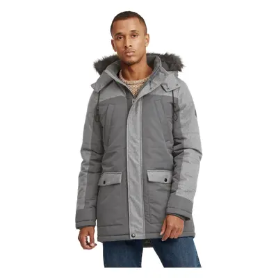 BLEND Herren Winter-Parka Jacke Mikael mit abnehmbarem Kunstpelz Grau