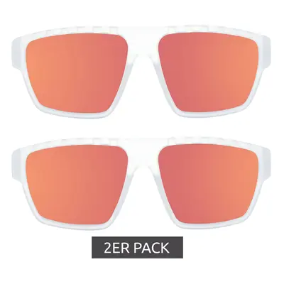 2er Sparpack adidas Sport Herren Sonnen-Brille mit rot/orangenen Gläsern und transparenten Bügel