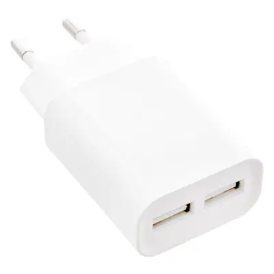 InLine® USB Ladegerät DUO, Netzteil 2-fach, 100-240V zu 5V/2.1A, weiß