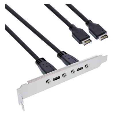 InLine® Slotblende 2x USB-C zu USB 3.2 Frontpanel Key-A intern, 0,5m